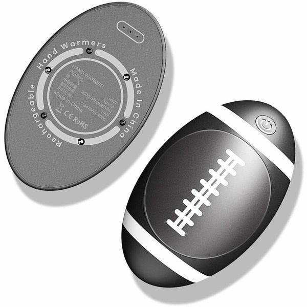 Rechargeable Hand Warmers: 2500mAh Battery, Double-Sided Fast Heating, Portable and Reusable for Outdoor and Indoor Use (Football Shape)