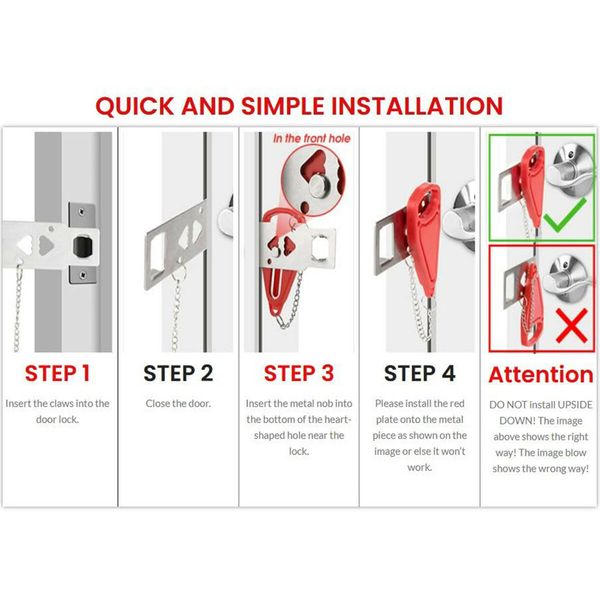 Portable Security Door Lock for Added Safety and Privacy While Traveling or at Home