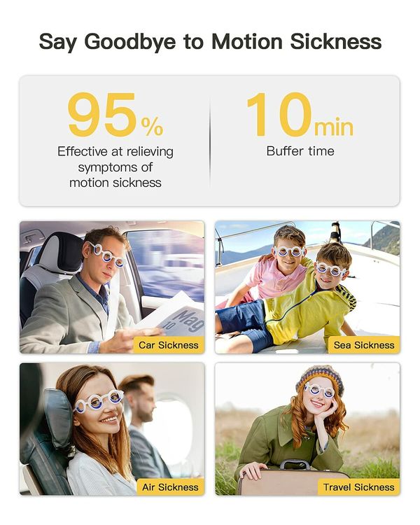 Ultra-Light Anti Motion Sickness Glasses: No Lens, Liquid Relief for Carsickness, Airsickness, and Seasickness | Easy to Carry for Travel and Sports