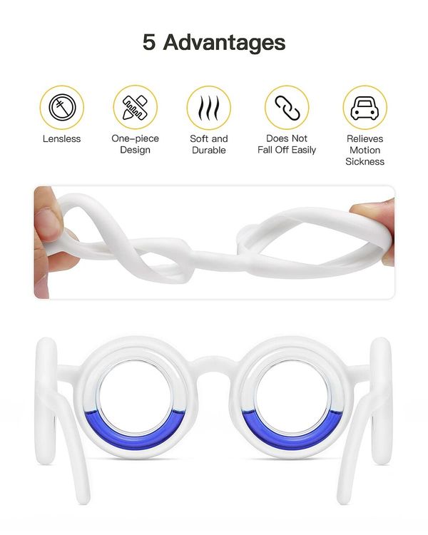 Ultra-Light Anti Motion Sickness Glasses: No Lens, Liquid Relief for Carsickness, Airsickness, and Seasickness | Easy to Carry for Travel and Sports