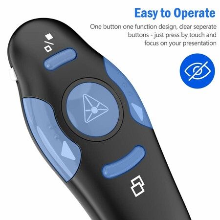 2.4GHz RF Wireless Presentation Clicker with Plug-and-play USB receiver for hassle-free setup,Compatible with PowerPoint, Keynote,Google Slides,and more presentation software