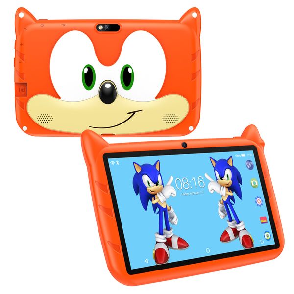 7-Inch Kids Tablet with Android, 2GB RAM, 32GB Storage, and Educational Features in Vibrant Orange