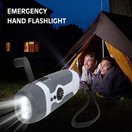 3-in-1 Outdoor Multi-Tool: Hand Crank Dynamo Flashlight, FM Radio, and LED Camping Light for Adventure and Emergencies