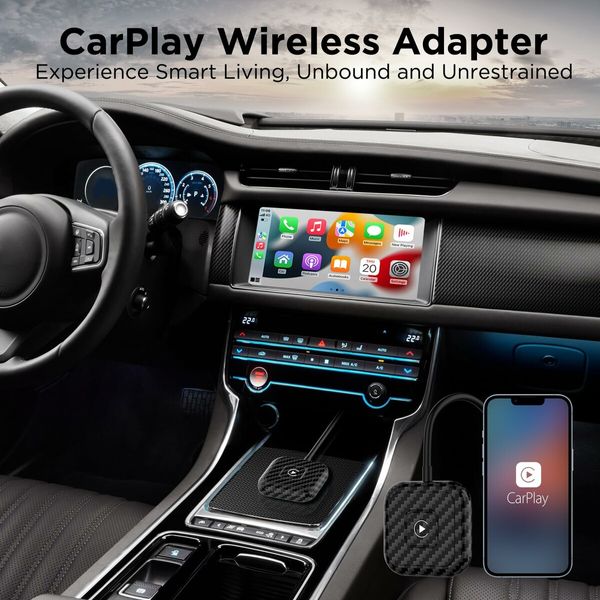 Wired to Wireles CarPlay Adapter Dongle with USB A/USB C, Plug & Play Easy Setup for Seamless and Convenient Smartphone Integration in Your Car