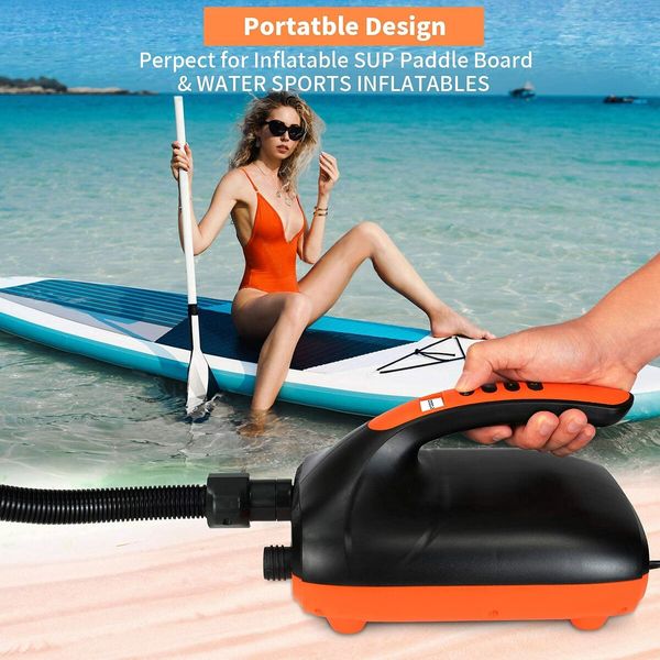 Electric SUP Paddle Board Air Pump 12V Car Connector with Intelligent Inflation & Deflation Dual Function