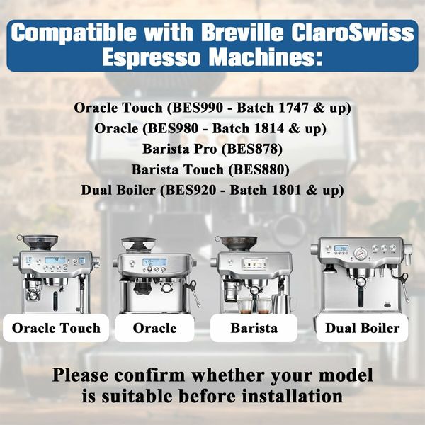 4-Pack Water Filters Replacement for Breville Espresso Machines, compatible with Touch Bes880,Barista Pro BES878,Oracle Touch BES990,Oracle BES980,Dual Boiler BES920 Bambino ClaroSwiss Sage