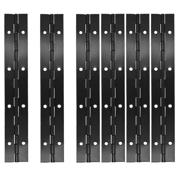 6-Pack 8-Inch Continuous Folding Piano Hinges for Cabinets,Doors,Window，Black Stainless Steel