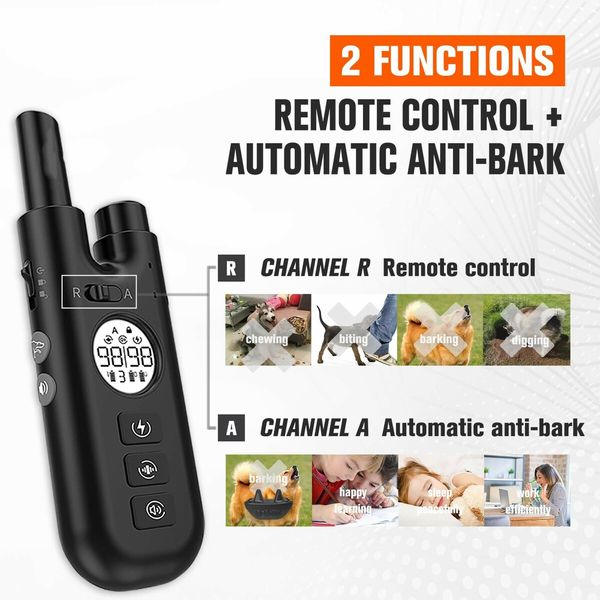 2600ft Range Remote Dog Training Collar, Waterproof Bark Control Collar for Dogs