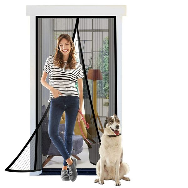 Bug-Free Home Magnetic Screen Door (100x210cm) with Hook&Loop for Easy Installation and Pet-Friendly Access