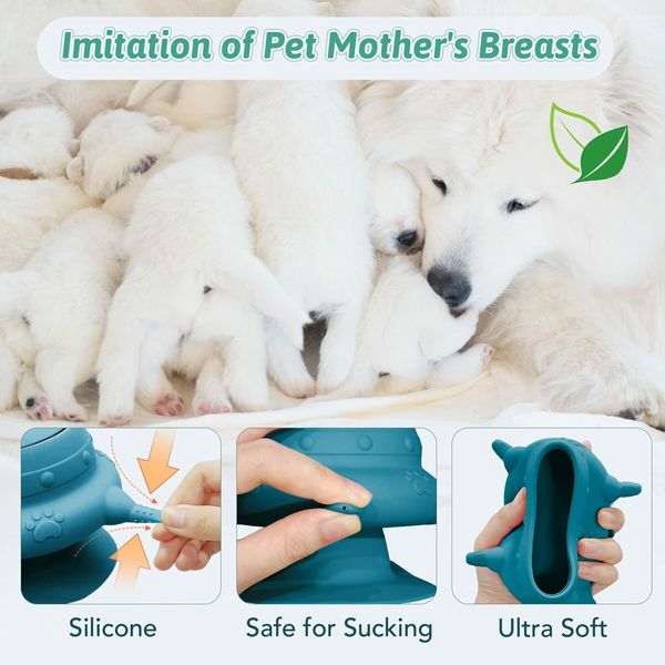 Kitten and Puppy Milk Feeder: 4-Teat Silicone Nursing Station with 240ml Bottles for Puppies and Kittens