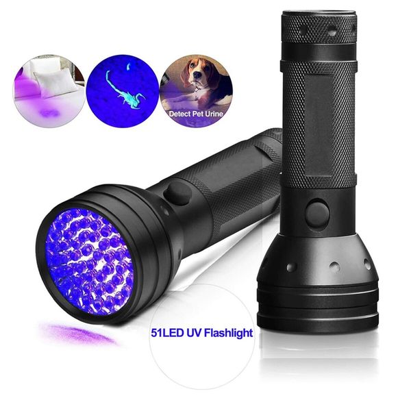 51 LED UV Flashlight 395 nM Ultraviolet Blacklight Detector for Detecting Dog Urine, Pet Stains, and Bed Bugs