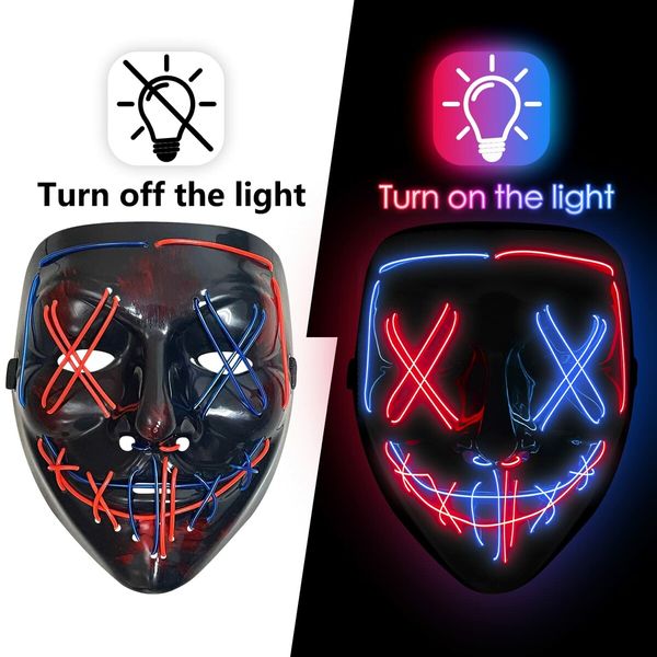 Halloween LED Scary Mask and Gloves Set - Light Up the Night with a Scary Mask and Glowing Gloves for an Unforgettable Costume Party or Cosplay