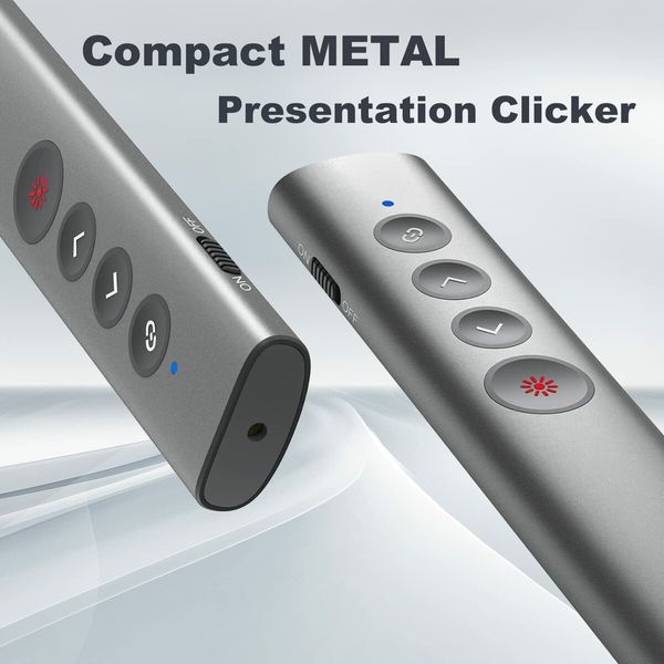 Wireless Red Laser Pointer and Clicker for Presentations with USB-C/A Charging, Remote for PowerPoint, Mac, PPT, and Google Slides