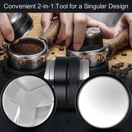 Dual Heads Coffee Distributor and Tamper for Breville Portafilters - Adjustable 54mm Depth for Professional Espresso Tamping