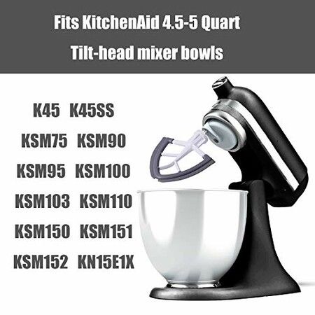 Thorough Mixing Flex Edge Beater with Silicone Edges for KitchenAid Mixers(White)