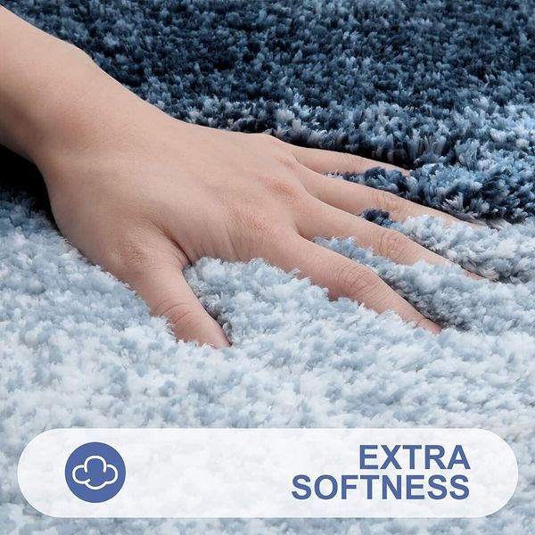 Non-Slip Plush Shaggy Bath Mat Rug: Machine Washable and Dryable, Perfect for Bathroom Floors (40*60cm, Blue)