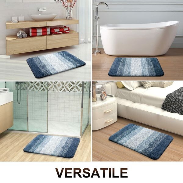 Non-Slip Plush Shaggy Bath Mat Rug: Machine Washable and Dryable, Perfect for Bathroom Floors (40*60cm, Blue)