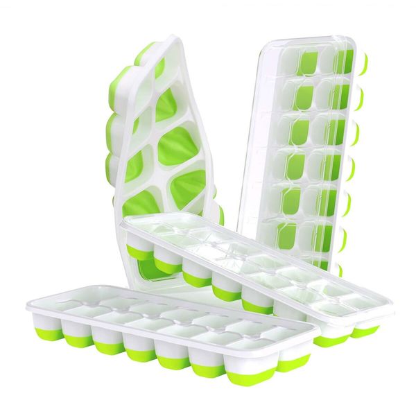 2-Pack Silicone Ice Cube Trays with Easy Release, Spill-Proof Lid, and Perfect for Cocktails and Drinks for Effortless Ice-Making