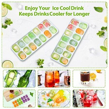 2-Pack Silicone Ice Cube Trays with Easy Release, Spill-Proof Lid, and Perfect for Cocktails and Drinks for Effortless Ice-Making