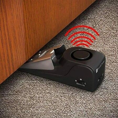 120dB Door Stop Alarm: Anti-Theft Door Wedge with Loud Entrance Alert for Home and Apartment Security (1 Pack)