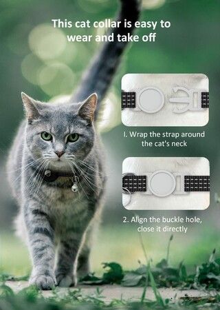 Reflective GPS Cat Collar with AirTag Holder and Bell,Lightweight Tracker Collar for Cats and Dogs (AirTag Not Included)