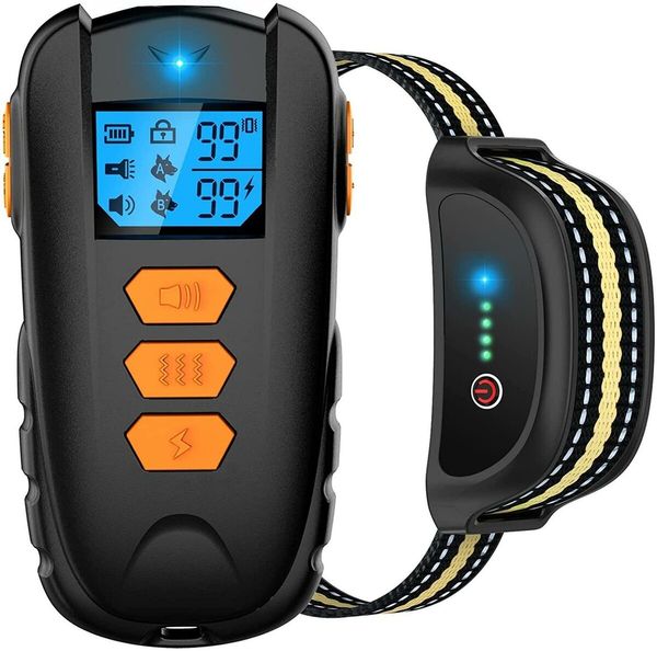 IPX7 Waterproof Dog Training Collar with 1650Ft Remote Range, Adjustable Shock and Vibration Levels for All Dogs