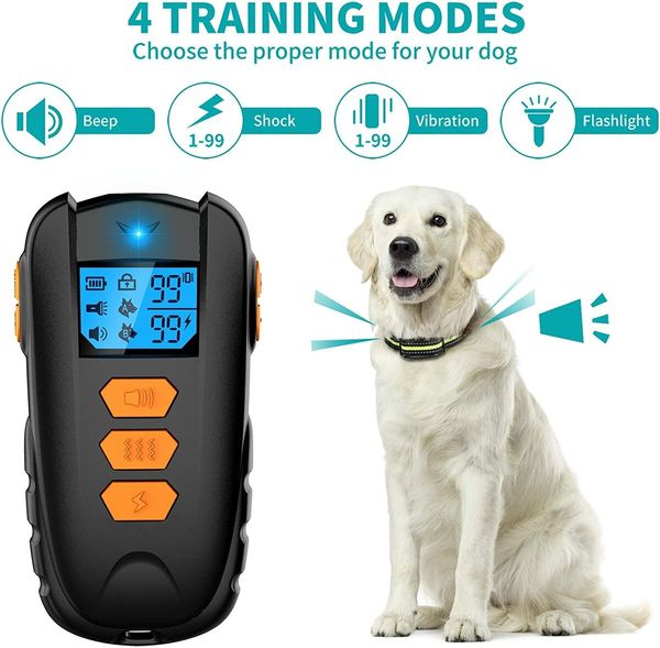 IPX7 Waterproof Dog Training Collar with 1650Ft Remote Range, Adjustable Shock and Vibration Levels for All Dogs