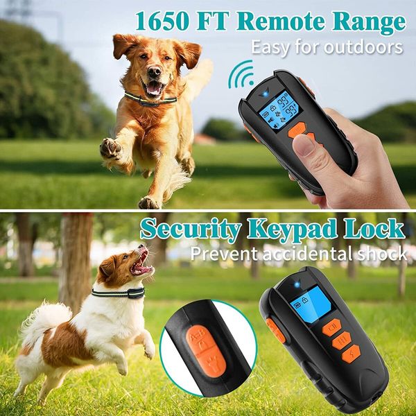 IPX7 Waterproof Dog Training Collar with 1650Ft Remote Range, Adjustable Shock and Vibration Levels for All Dogs