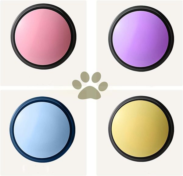 Easy to use Voice Recording Dog Training Buttons - 4 Pack (Blue, Pink, Yellow, Purple) for Communication and Pet Training