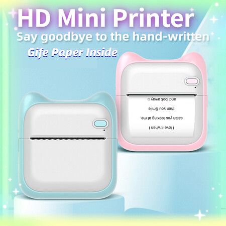 Mini Photo Printer For IPhone/Android,1000mAh Portable Thermal Photo Printer For Gift Study Notes Work Children Photo Picture Memo Color Pink