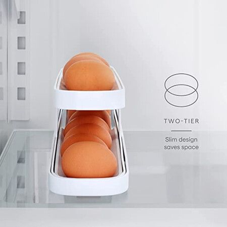 Automatic Egg Rolling Rack/Egg Storage Holder/Plastic Egg Basket for Refrigerator, Space-Saving Design