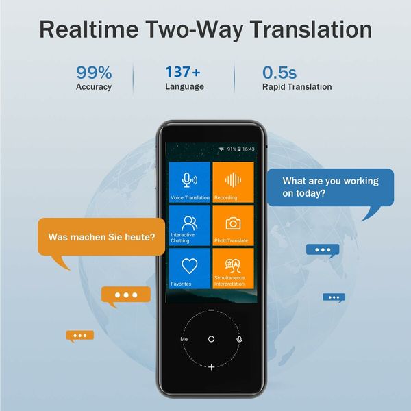 Instant Language Translator with 137 Languages, Two-Way Translation, and Offline/Online Connectivity for Seamless Communication in Various Settings