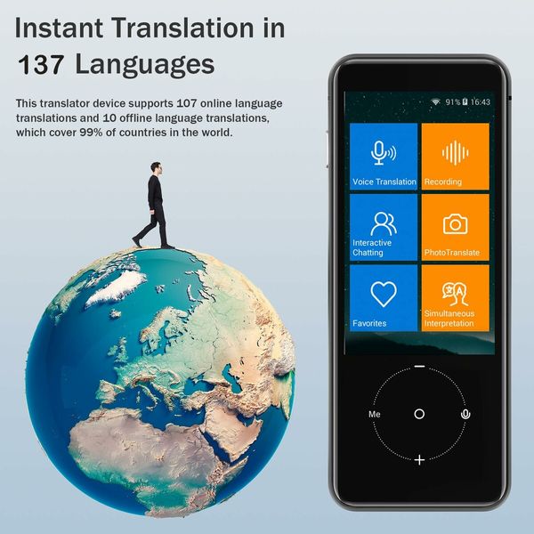 Instant Language Translator with 137 Languages, Two-Way Translation, and Offline/Online Connectivity for Seamless Communication in Various Settings