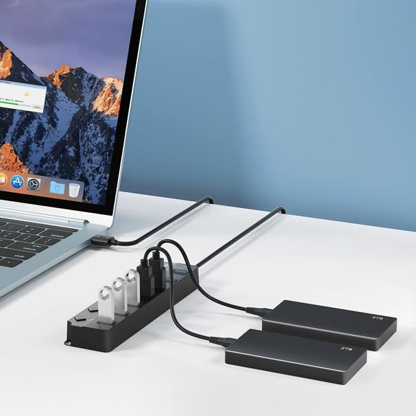 Expand Your Connectivity - 7-Port USB Hub with Individual Controls and Long Cable