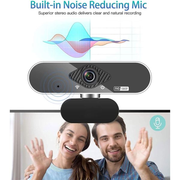 Crystal-Clear 1080P Pro HD Webcam: 110 Degree Wide-Angle, Stereo Microphone, and Privacy Cover for Clear Video Calls and Recordings