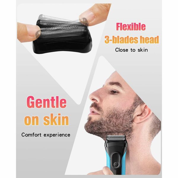 2-Pack Replacement Shaver Head for Braun Series 3 21B Razors: Compatible with S3 21b 3010s, 3040s, 5409 Models