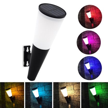 2-Pack Solar LED Torch Wall Lights with Modern Torch Design, Colorful Ambiance for Your Yard and Balcony (2-Pack)