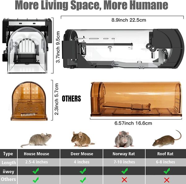 Humane Mouse Traps for Effective and Pet-Friendly Rodent Control (2 Pack)