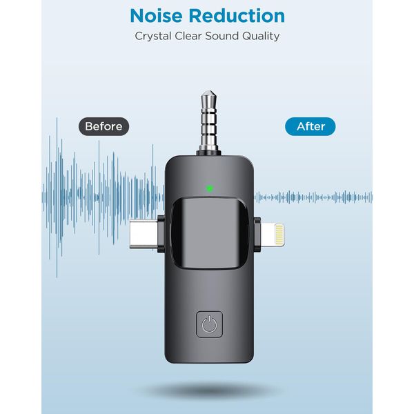 Wireless 3-in-1  Mini Microphone with 2.4G Ultra-Low Delay for or iPhone/Android/Video Recording/Vlog