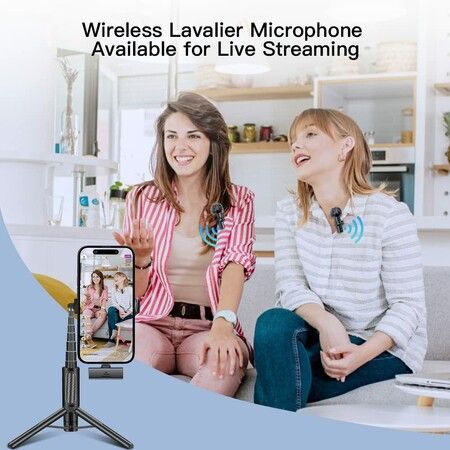 2-Pack Wireless Lavalier Microphones: Clip-On Design, Crystal-Clear Sound, Long Battery Life, Compatible with iPhones, Androids, and More