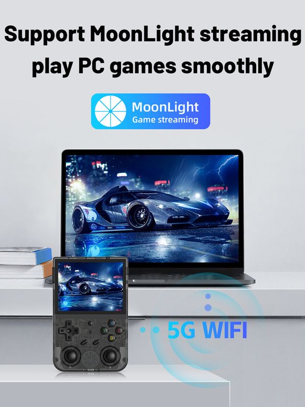 5G WiFi Retro Handheld Game Console with 5000 Games with 4.2 Bluetooth,Linux operating system,Clear 3.5 inch IPS screen,Pre-installed 64G TF card