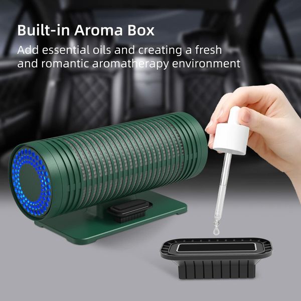 Portable Car Air Purifier with HEPA Filter and LED Light for Home, Office, and Desktop