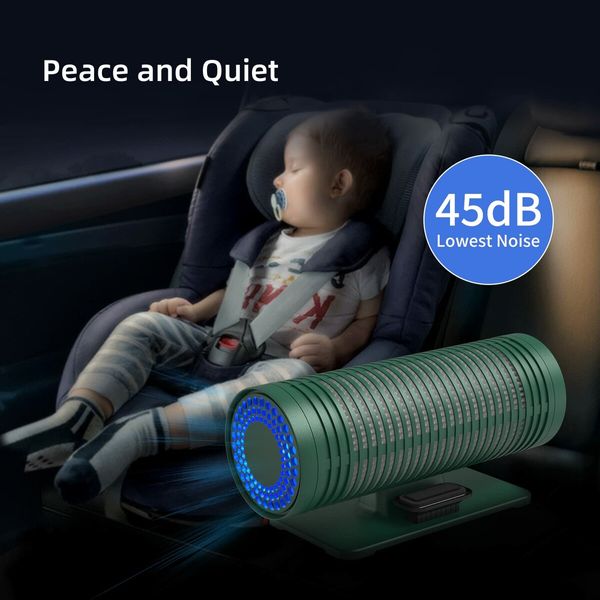 Portable Car Air Purifier with HEPA Filter and LED Light for Home, Office, and Desktop