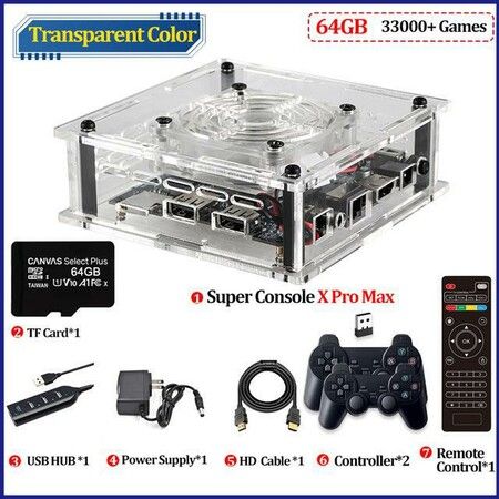 Retro Game Console with 64GB and 90,000+ Built-In Games: Compatible with PS1/PSP/MAME, Perfect for 4K TVs and Holiday Gifting