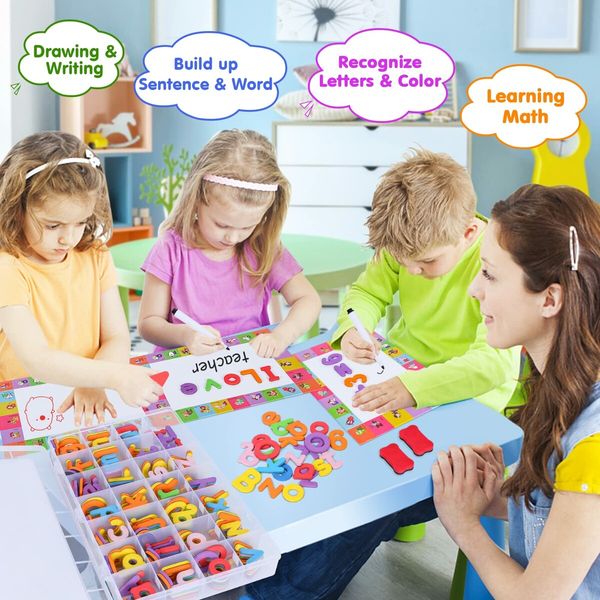 classrooms 254-Piece Strong Magnetic Letters and Numbers Set Helps kids learn the alphabet, numbers, and spelling