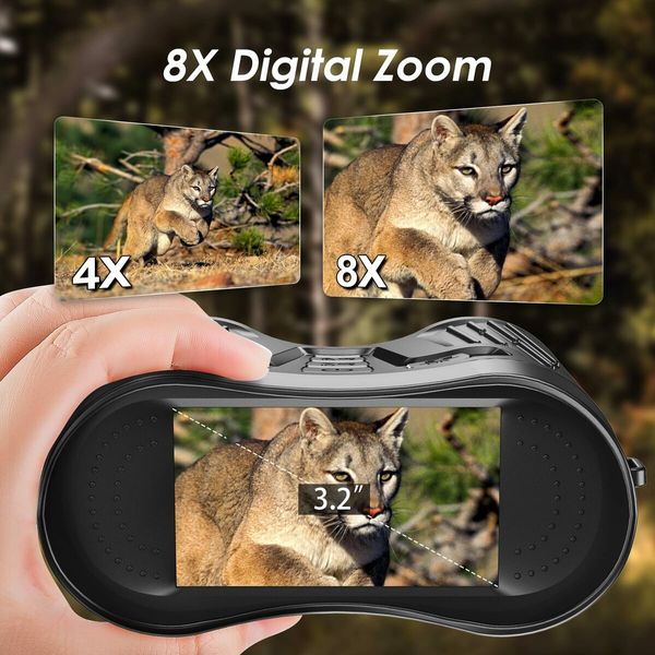 4K Night Vision Binoculars with 3.2" HD Screen, 8X Digital Zoom, and 32GB Memory Card for (Camping and Hunting)