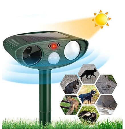 Waterproof Solar Ultrasonic Animal Repellent: Keep Pests Rat Squirrel Deer Rabbit Dog Cat Away from Your Yard