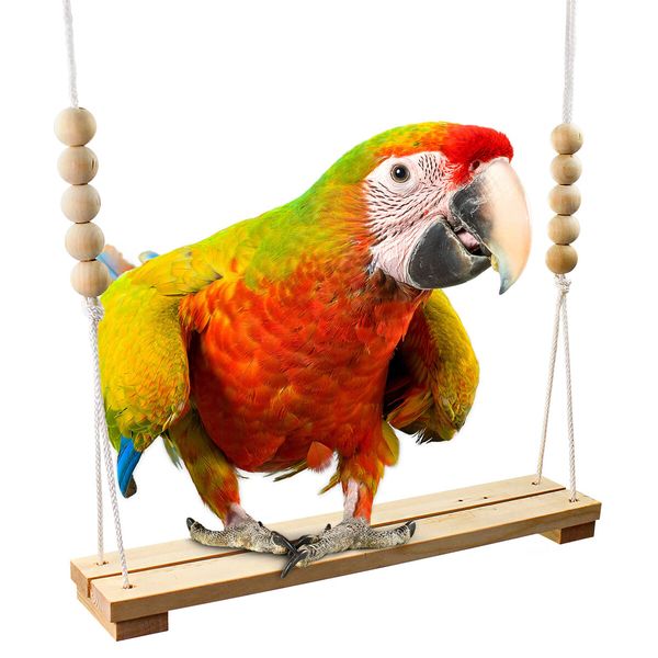 Natural Wooden Chicken Swing Toy - Large and Durable Perch Ladder for Poultry, Parrots, and Other Pet Birds