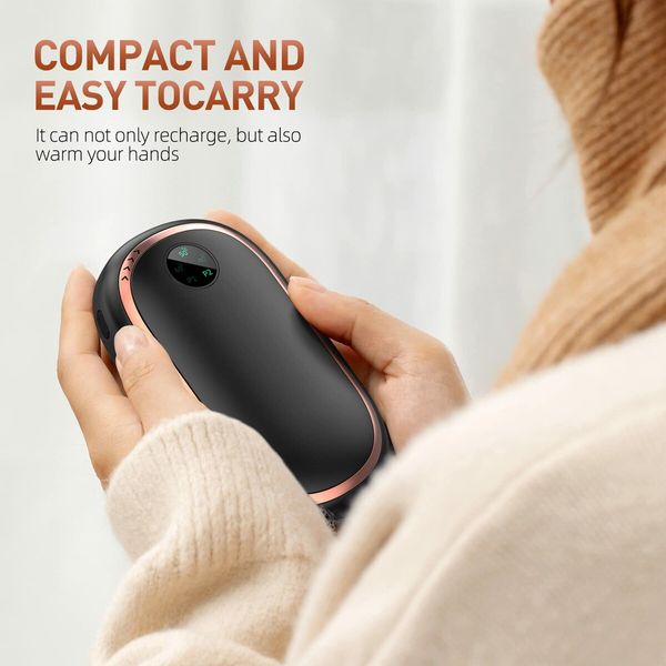 Rechargeable Hand Warmer with 6000 mAh Battery, Fast Heating, and 3-in-1 Functionality (Power Bank, Digital Display, Sunset Light)