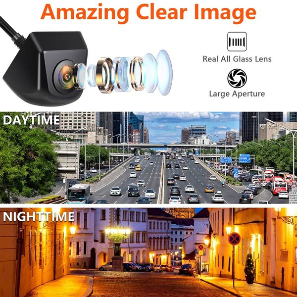 Clear HD Waterproof Backup Camera/Rear View Reverse Cam with Night Vision for cars,trucks,pickups,RVs,vans,SUVs